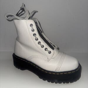 Dr. Martens Sinclair White Platform Chunky Leather Zip Boots UK 5 EU 38 US 7
